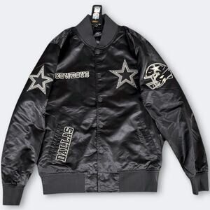Pro Standard NFL Dallas Cowboys Black Gold Satin Varsity Jacket Mens Size L